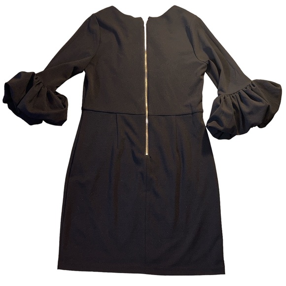 NWOT Alexia Admor Black Flounce Ruffle Sleeve Dress Exposed Gold Zipper sz 10 - Picture 2 of 3